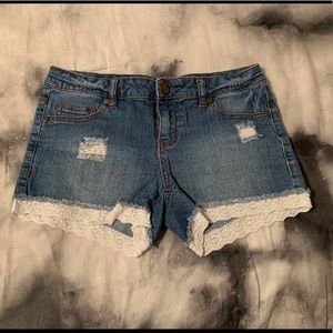 Jean Shorts with Lace Accent